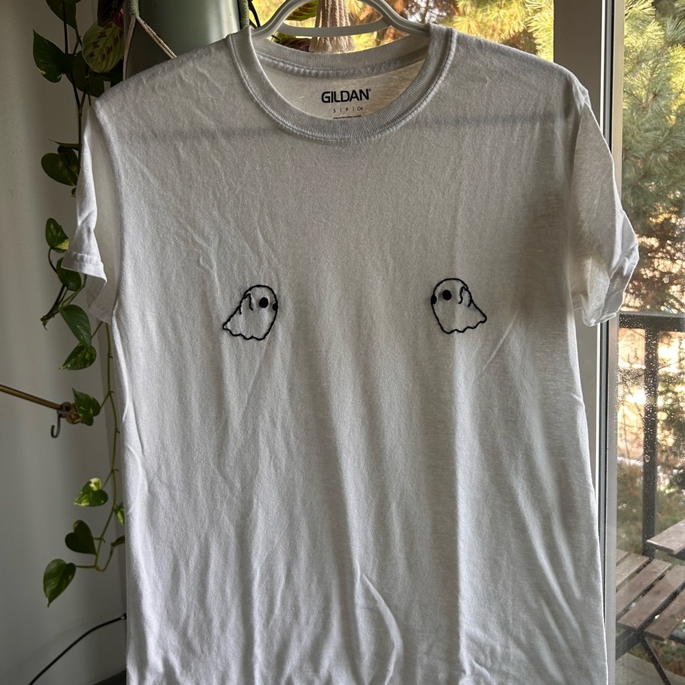 Gildan White Tee with Ghost Design